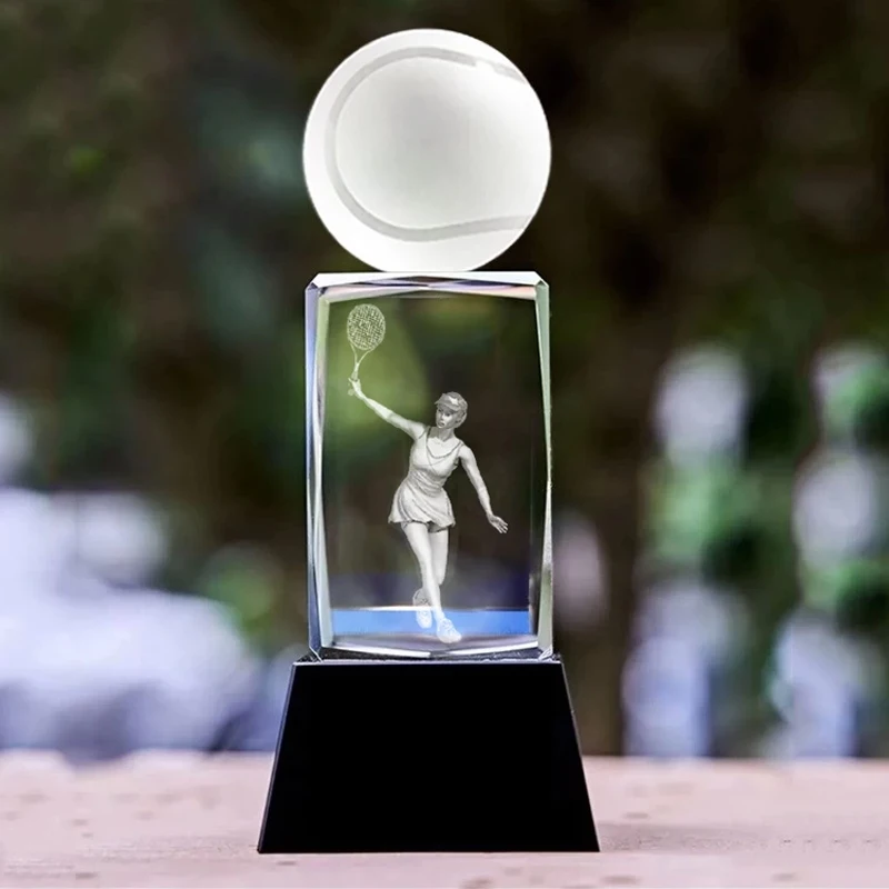 

Customized Crystal Sculpture Trophy, Sports, Volleyball, Tennis, Badminton, Golf Games, Competition Awards, Home Decoration, 1Pc