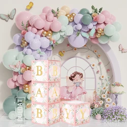 Flower Fairy Butterfly Theme Balloon Garland Kit With Macaron BABY Ballon Box Boho Babyshower Gender Reveal Birthday Party Decor