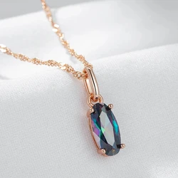 Wbmqda Colorful Stone Pendant And Necklace For Women 585 Rose Gold Color Simple Fashion Jewelry Accessories