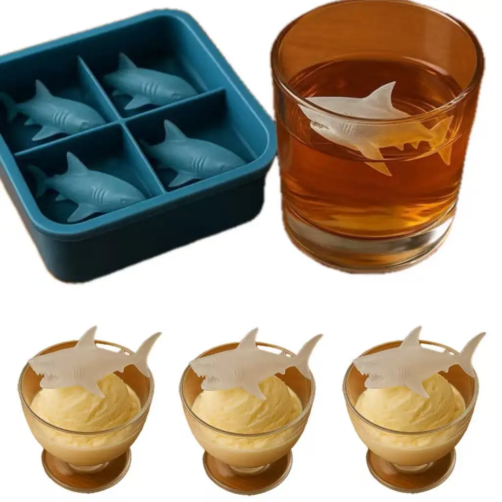 

Silicone Funny Shark Ice Mold Ice Cube Tray Creative Animals Shaped Mould Whisky Drinking Decoration Tool Ice Moulds