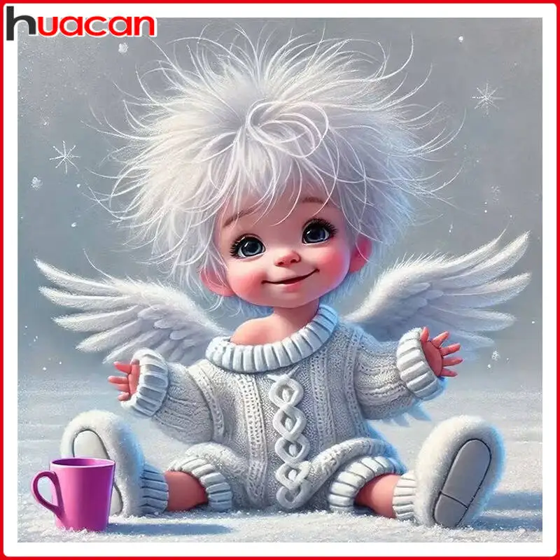 HUACAN Full Diamond Painting Cartoon Angel Little Boy 5D DIY