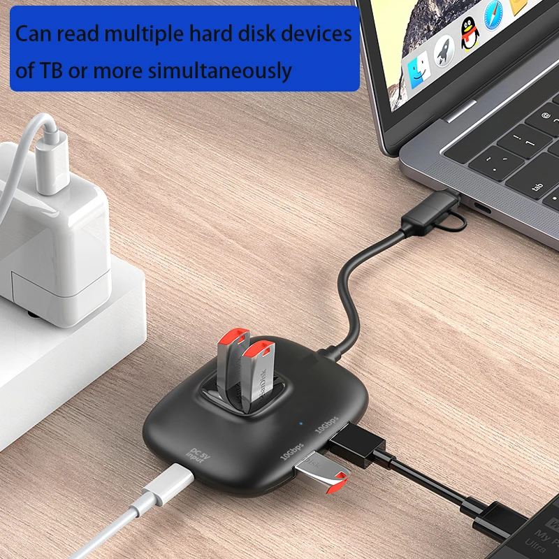 10Gbps الفاصل محول لعبة محور الفاصل محول تمديد كابل التوصيل والتشغيل PD شحن نوع C/USB محور محطة الإرساء