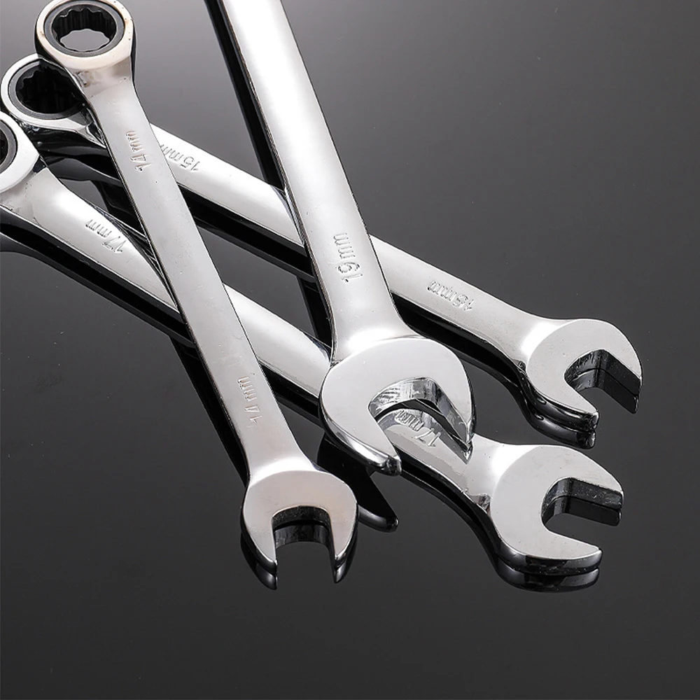 6mm~32mm Dual-purpose Torx Open Ratchet Wrench Chrome Vanadium Steel Multifunctional Quick Mirror Wrench Double-headed Tool