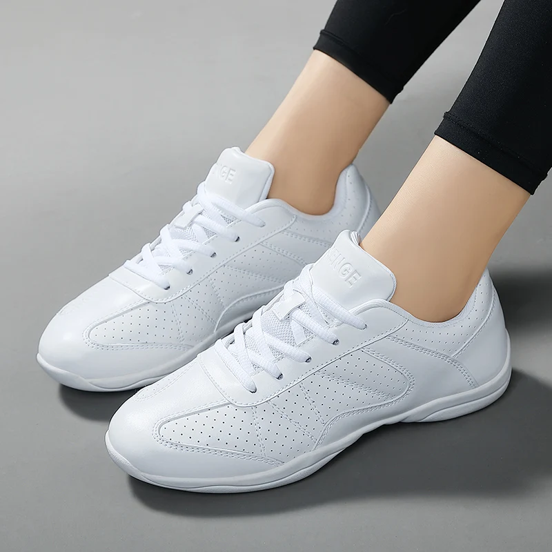 Zapatos de animación blancos para niñas, zapatillas deportivas transpirables para entrenamiento, baile, tenis, zapatillas ligeras de competición