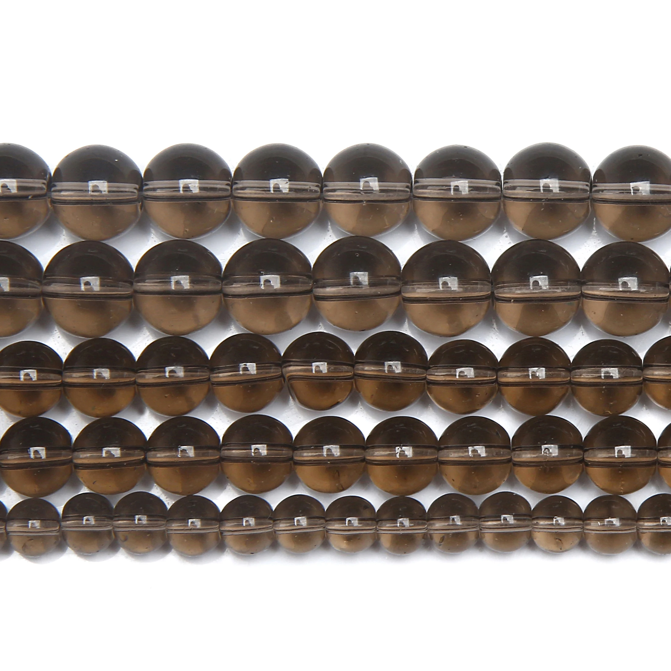Natural Stone Smooth Smoky Glass Loose Beads 15