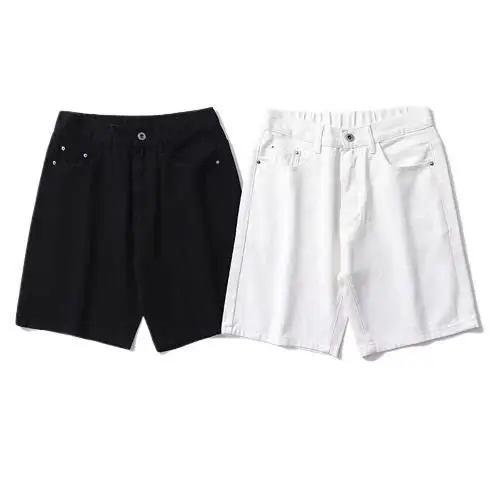 Japonês retro casual shorts meninos verão cor sólida solto ferramentas calças de cinco pontos moletom branco em linha reta calças esportivas
