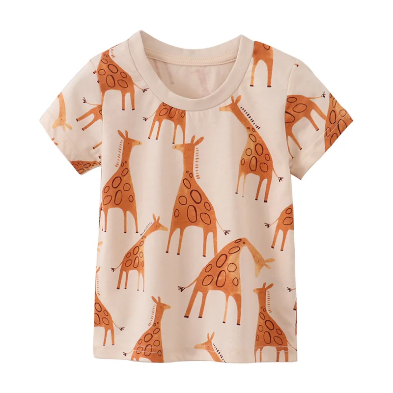 

Jumping Meters 2-7T Summer Girls Boys T Shirts With Animals Print Giraffe Children's Clothes Kids Tees Tops