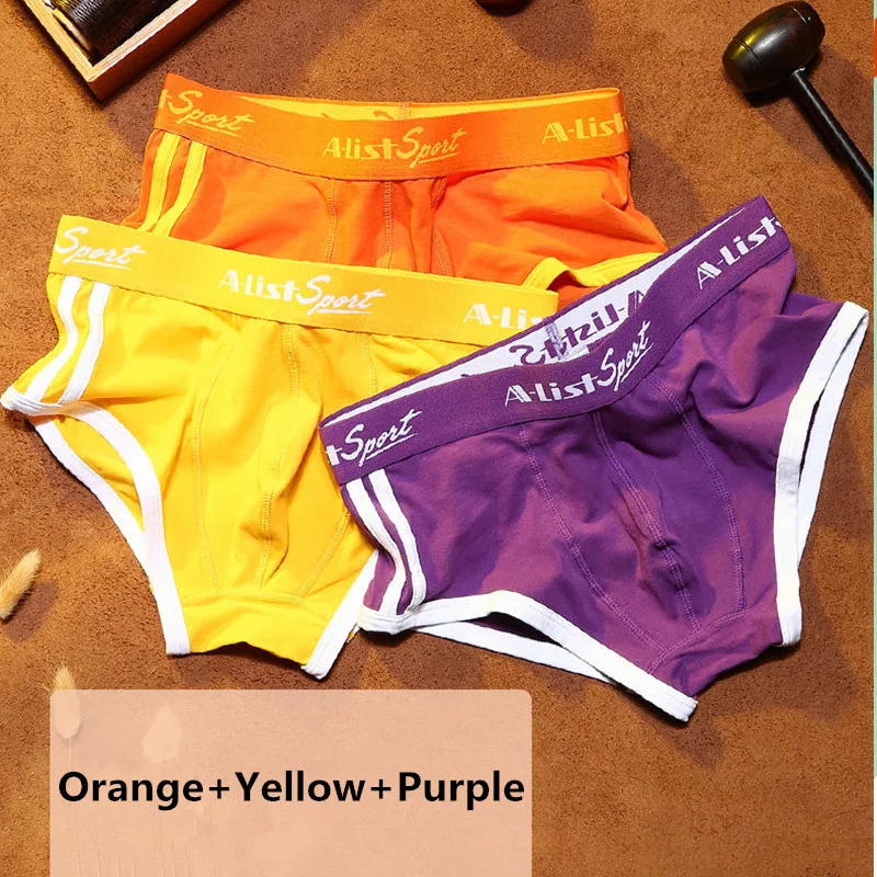 3 Pcs Big Size Underwear Men Cotton Boy Undies Homme Knickers   Briefs Sexy Panties Multicolor Underpants Stitching Color Shorts