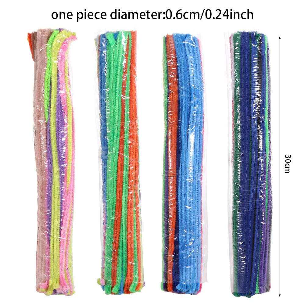 100 pçs chenille hastes bigorna fio artesanato tubo brinquedos de pelúcia enfeites haste colorida diy tiras torção barra fofo diy