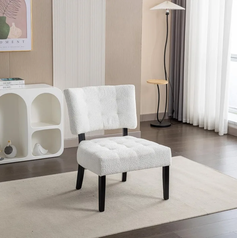 

Boucle Tufted Accent Chair with Oversized Seating, White