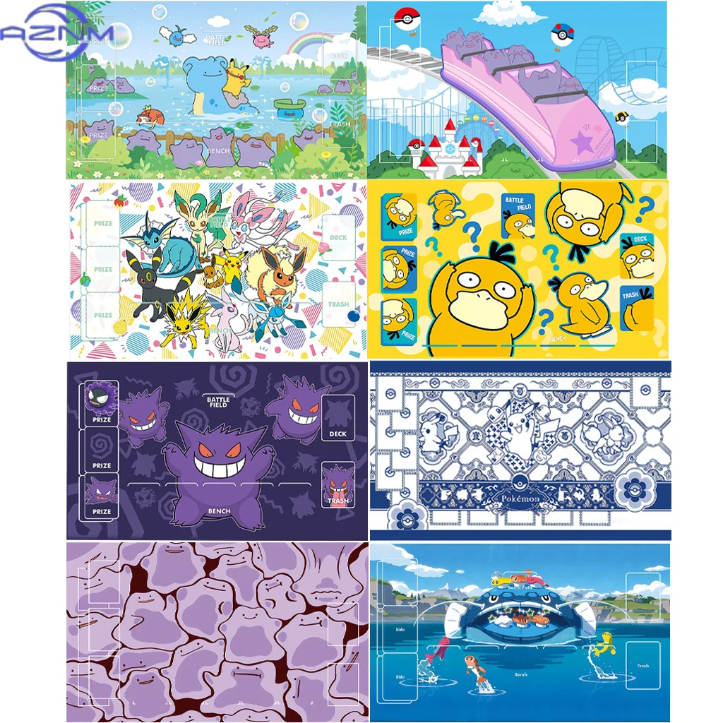 Gemischte Pokemon Cartoon-Muster TCG Battle Mauspad, wasserdichte, rutschfeste Mausmatte für Kartenspiele