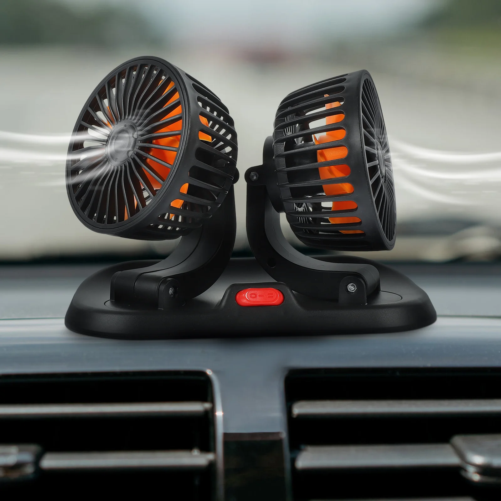 

Double Headed Car Fan F410 24V Truck Adjustable Mini Portable Cooling Fans for Cars Multi Functional Speed Control
