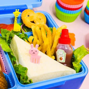 Mini-Obstgabeln für Kinder, süße Tiernackfutter, Zahnstocher Bento-Box-Zubehör, Silikon-Lunchbox 6 Hauptgabelverkäufe - №5