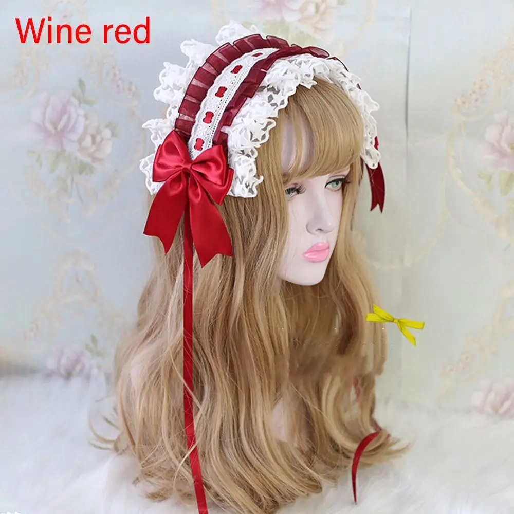 

Sweet Cosplay Headdress Anime Maid Lace Ribbon Hair Clips Hairband with Hairpins Lolita Ruffled Headband Embroidery Hairpins