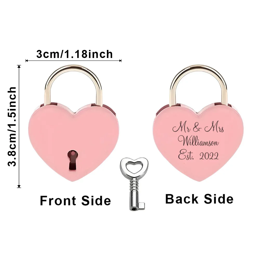 1PC Romantisch paar liefde Aangepaste naam en datum Mini hartvormig slot Liefde hangslot Wish Lock Bruiloft ingetoetst hangsloten voor Annive