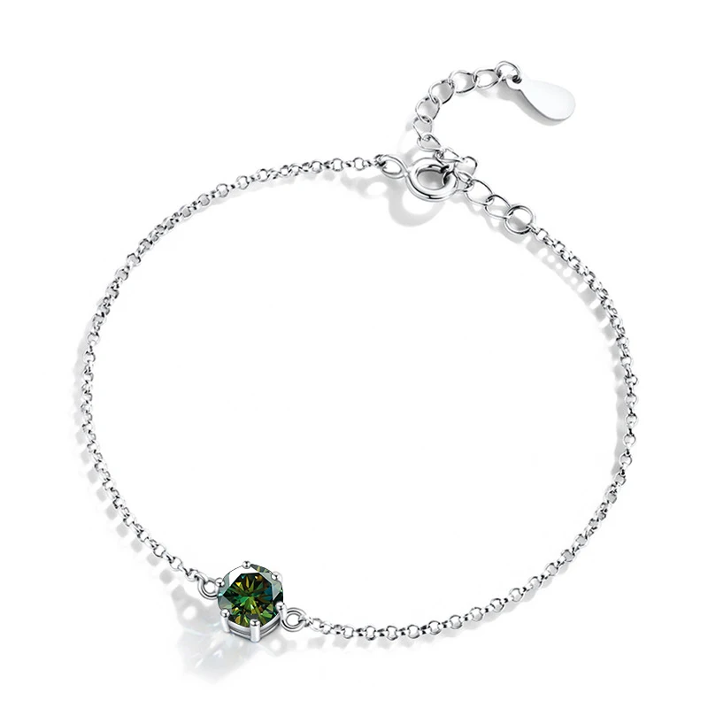 JoyceJelly Women\'s Sterling 925 Silver Bracelet 1 ct D color Moissanite Female Classic Six Claw Luxury Jewelry Anniversary Gift