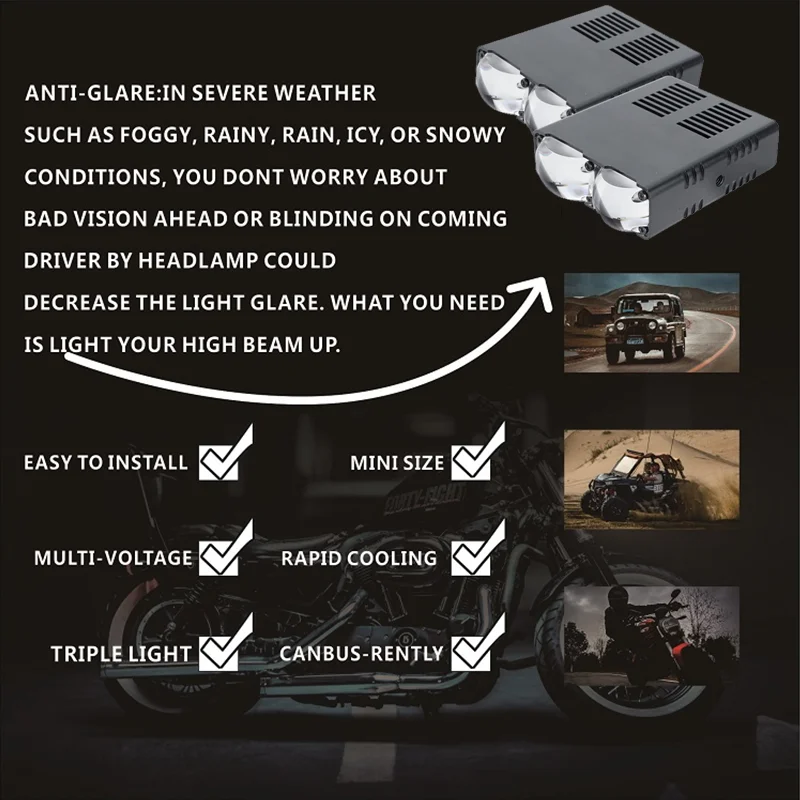 Senlo Universal Car LED Fog Light Kit 80W مصباح أمامي فائق السطوع مقاوم للماء أضواء مساعدة سهلة التركيب لشاحنة بيك اب SUV #6