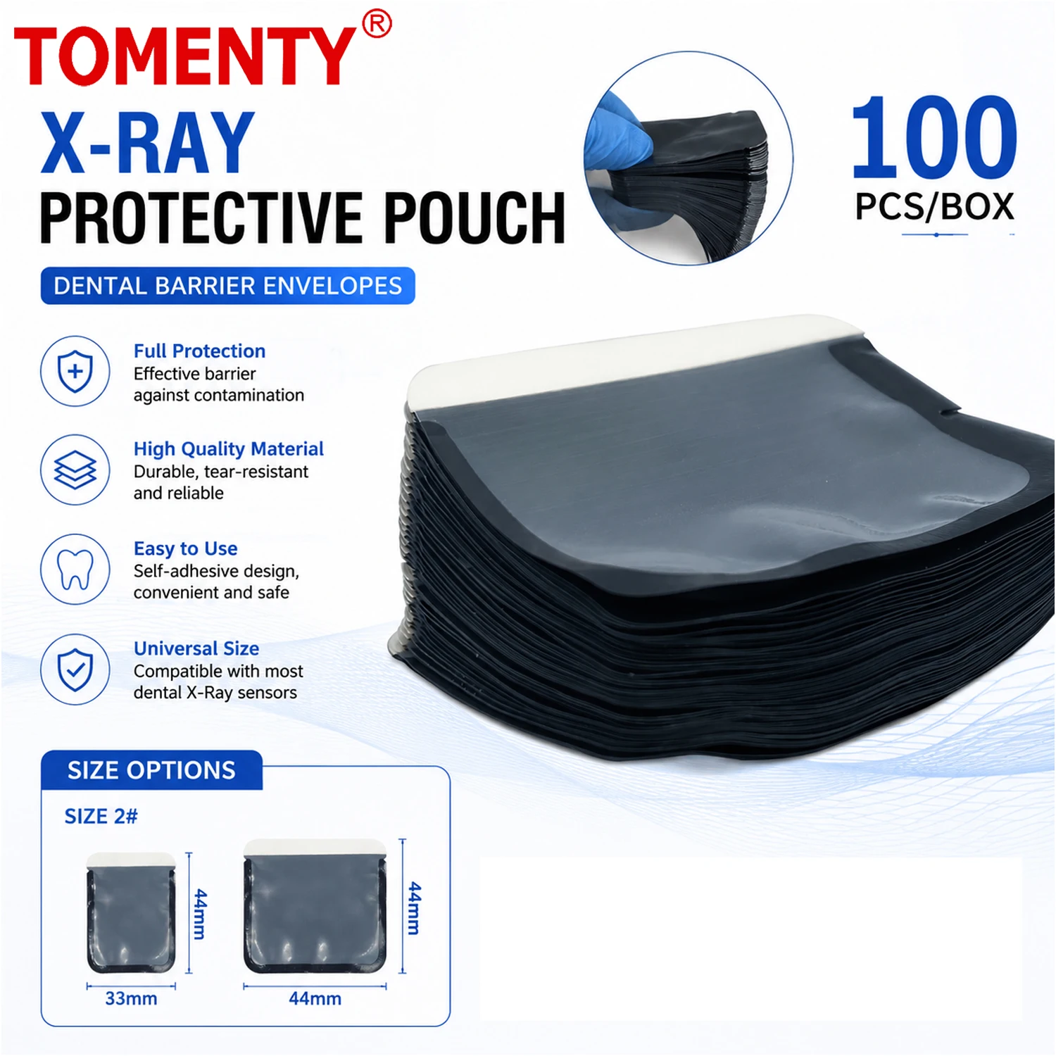 100Pcs/Box Tomenty Disposable Dental Digital X-Ray Scan Barrier Envelope Clinic Protective Pouch Sterilization Dentist Materials