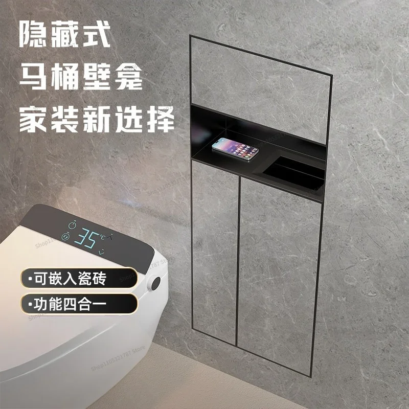 FOR Concealed Stainless Steel Toilet Toilet Embedded Trash Can Tissue Box Rack Wall Cabinet