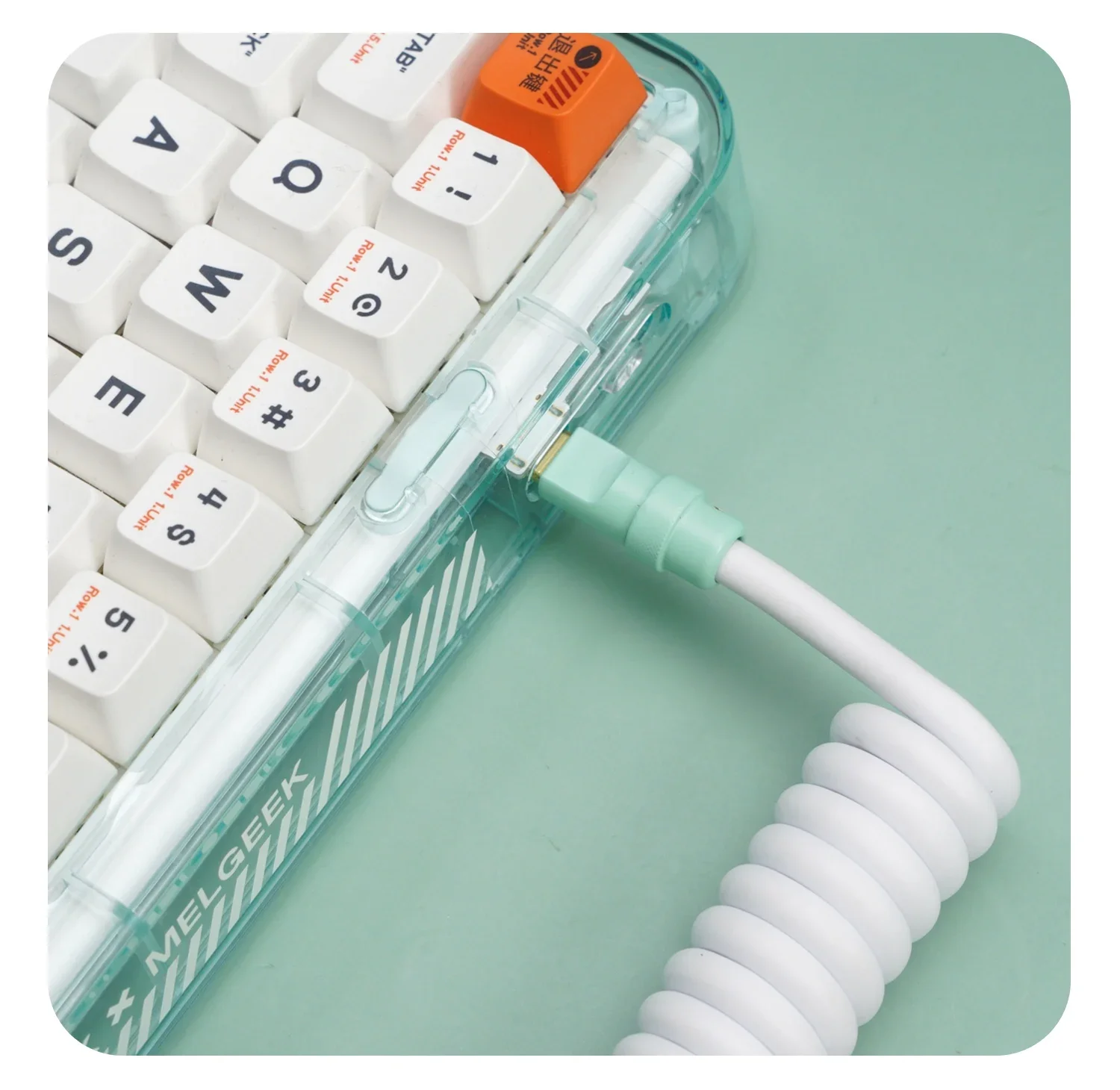 GC Manual Custom Mechanical Keyboard Data line Rubber Spring Contraction Rear Tiffany Hardware Rubber white