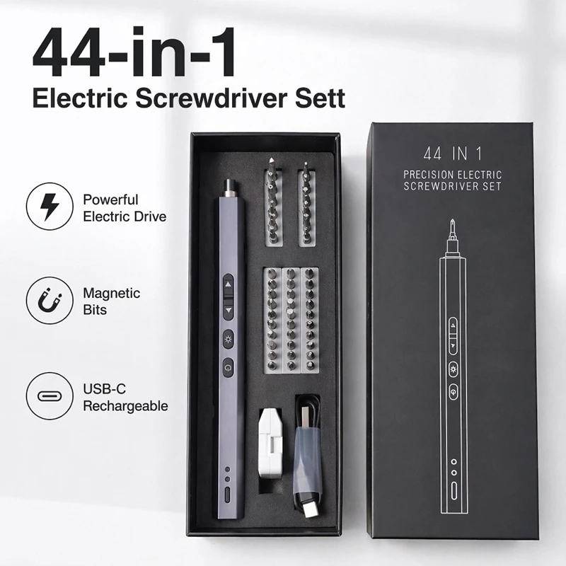 Rechargeable Cordless LED Light Precision 44-in-1 Pen-Style Electric Screwdriver Set with Tool for Phone Computer Watch Repair