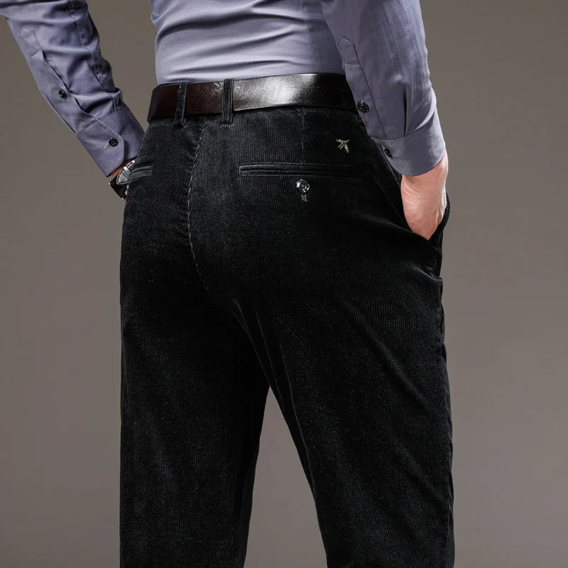 Corduroy Pants Men Autumn Winter Business Casual Trousers Brand Clothing Man Office Classic Long Straight Pant Cotton Male