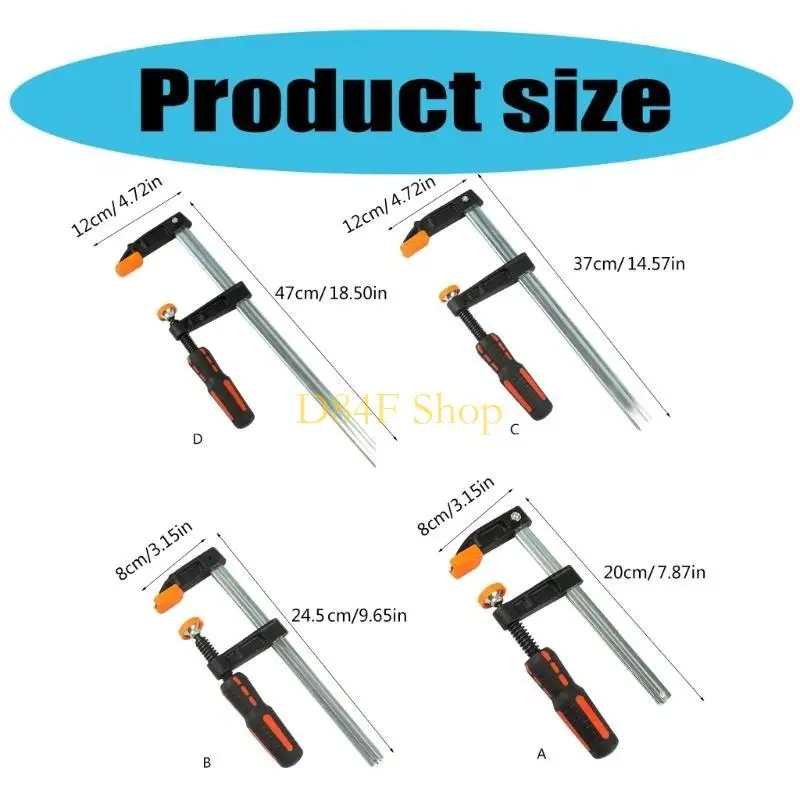 

D84F F Clamp with Ergonomic Design for Woodworking and Crafting Applications Heavy Duty Adjustable Metal Working Bar Clamp