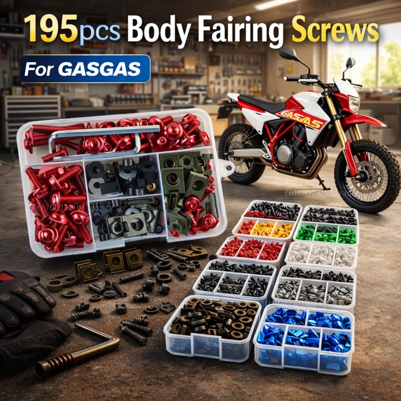 

195pcs Motorcycle Fairing Bolts Body Screws Nuts For GASGAS MC450F EC300 GP SM 700 900 EC Kit Aluminum CNC Fasteners Clips Set