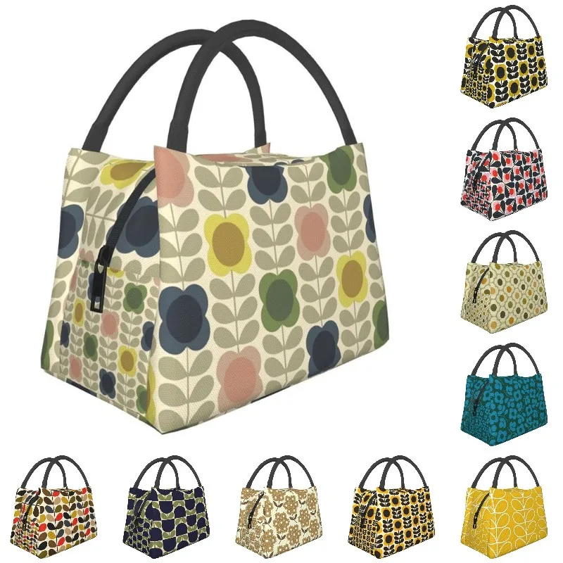 

Orla Kiely Summer Flower Stem Resuable Lunch Boxes Women Multifunction Scandinavian Pattern Thermal Cooler Food Lunch Bag