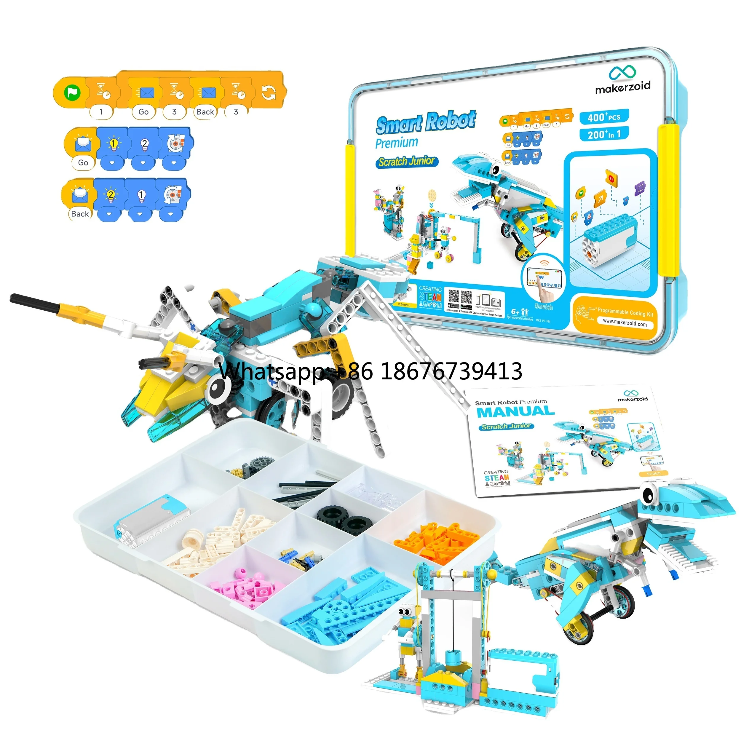 Stem Robot Building Kit Coding - 教育用STEM組み立てロボットキット スクラッチジュニア プログラミング学習 メーカーボード 子供向けコーディングおもちゃ ABSプラスチック製