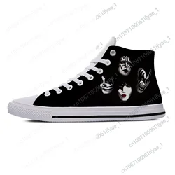 Hot Cool Summer Band KISS Rock Roll Shoes New Arrival Men Woman Lightweight Fashion Canvas Shoes High Help Custom Board Shoes