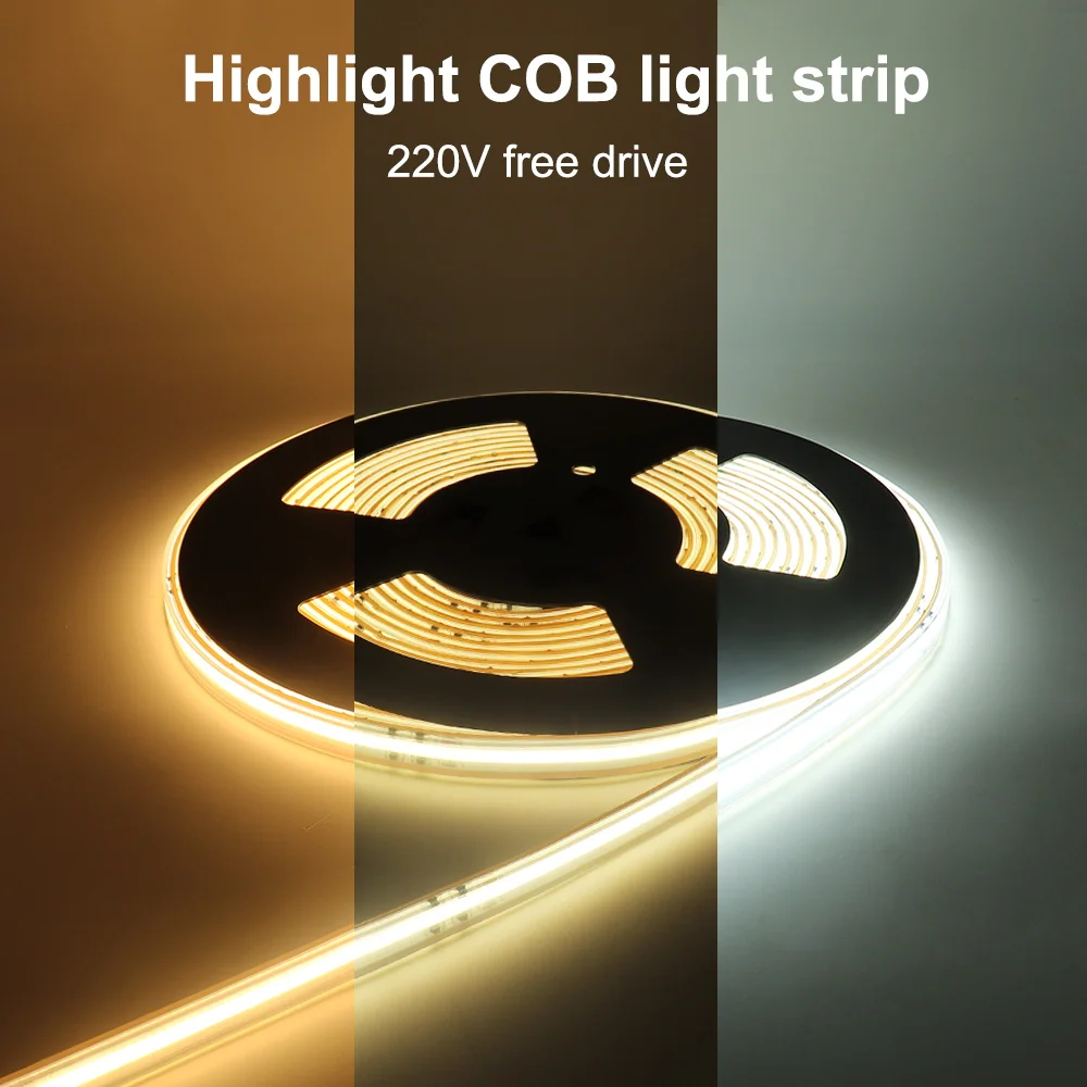 110V 220V COB LED Strip Light IP67 Waterproof High Bright Tape Light Dimmable Flexible LED Strip 5m 10m 20m for Outdoor Lighting