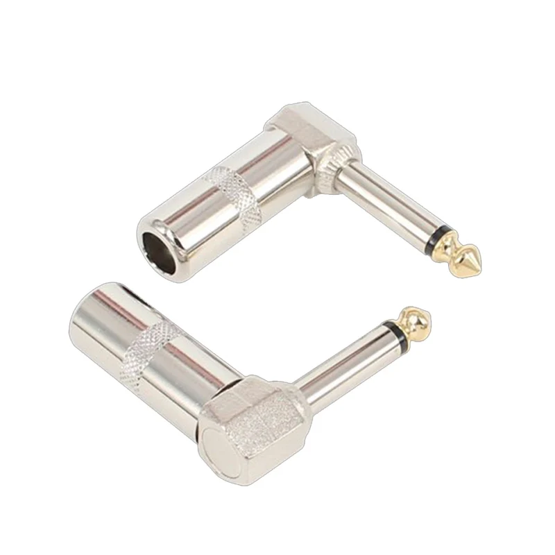 Lingable Premium Metal 1/4 Inch Right Angle Guitar Cable Adapter 6.35mm 1/4\