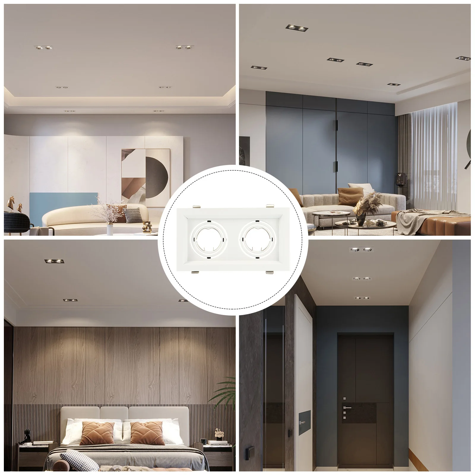 المزدوج رئيس LED مصباح السقف الأضواء تقليم حلقة زوايا قابلة للتعديل دائم سبائك الألومنيوم البلاستيك للمنزل مكتب