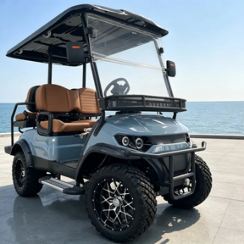 CE-Certified 72V 5KW Off-Road Electric Golf Cart Golf Cart 4 Seater Electric Golf Cart Roof LED Light Strips Foot Pedal