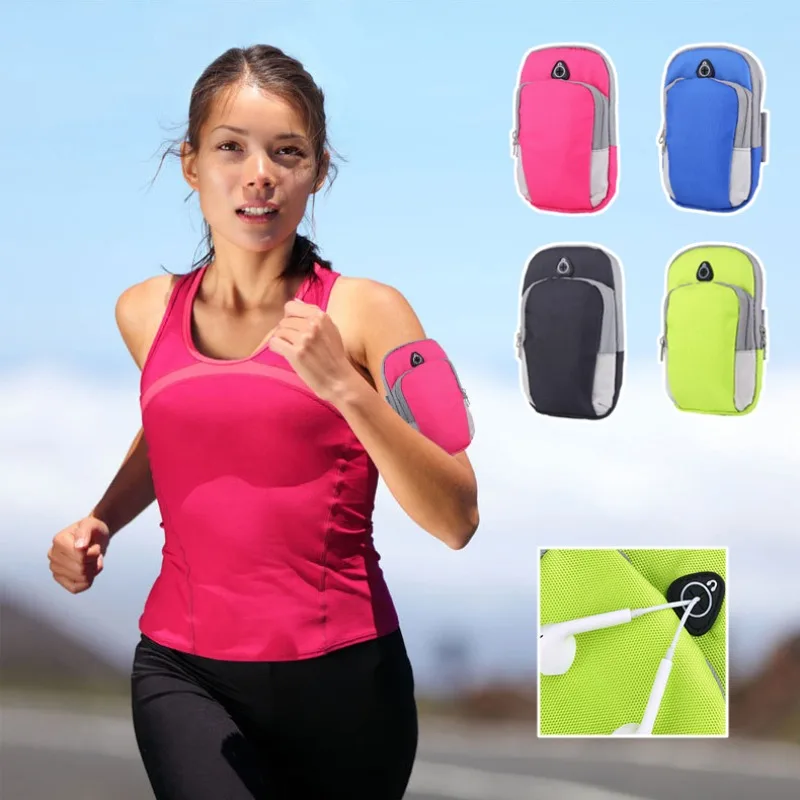 6.5inch Phone Arm Bag Outdoor Sports Running Wallets Bag Key ID Card Holders Storage Strap Bag Cycling Hiking Gym Equipment