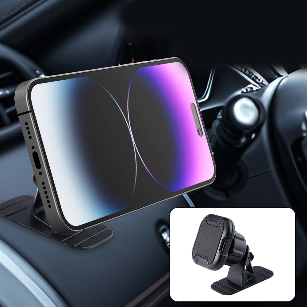 Magnetic Car Phone Holder Stand 360 Degree Rotating Bracket for Secure Grip Compatible with Most Vehicles One Handed Use