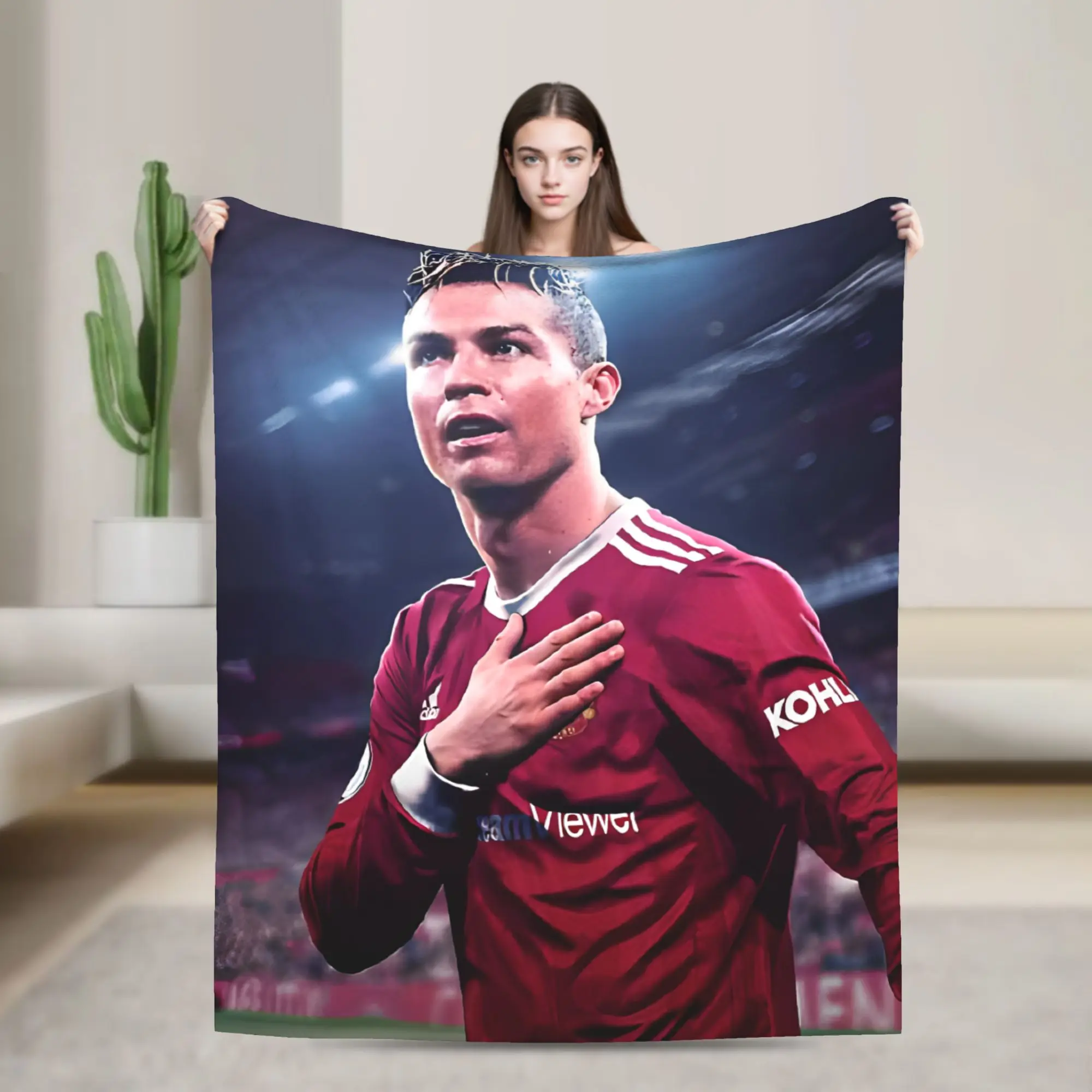 C Ronaldos Football Soccer Blankets  Flannel Funny Breathable Throw Blankets for Home  Winter