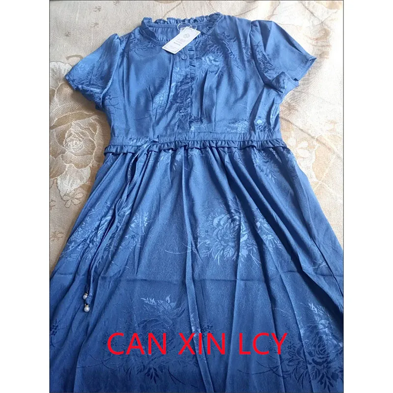 플로럴 드레스 여성 여름 아이스 실크 드레스 2025 신상 여성 롱 드레스 여성 의류 고급 패션 우아함 A라인 드레스 ﻿