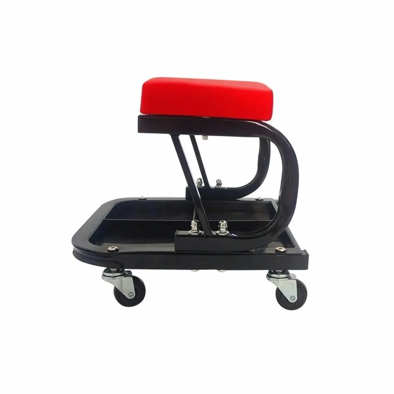 Leather Cushioned Sliding Mechanic Seat on Casters for Auto Service and Repair Bay Tasks