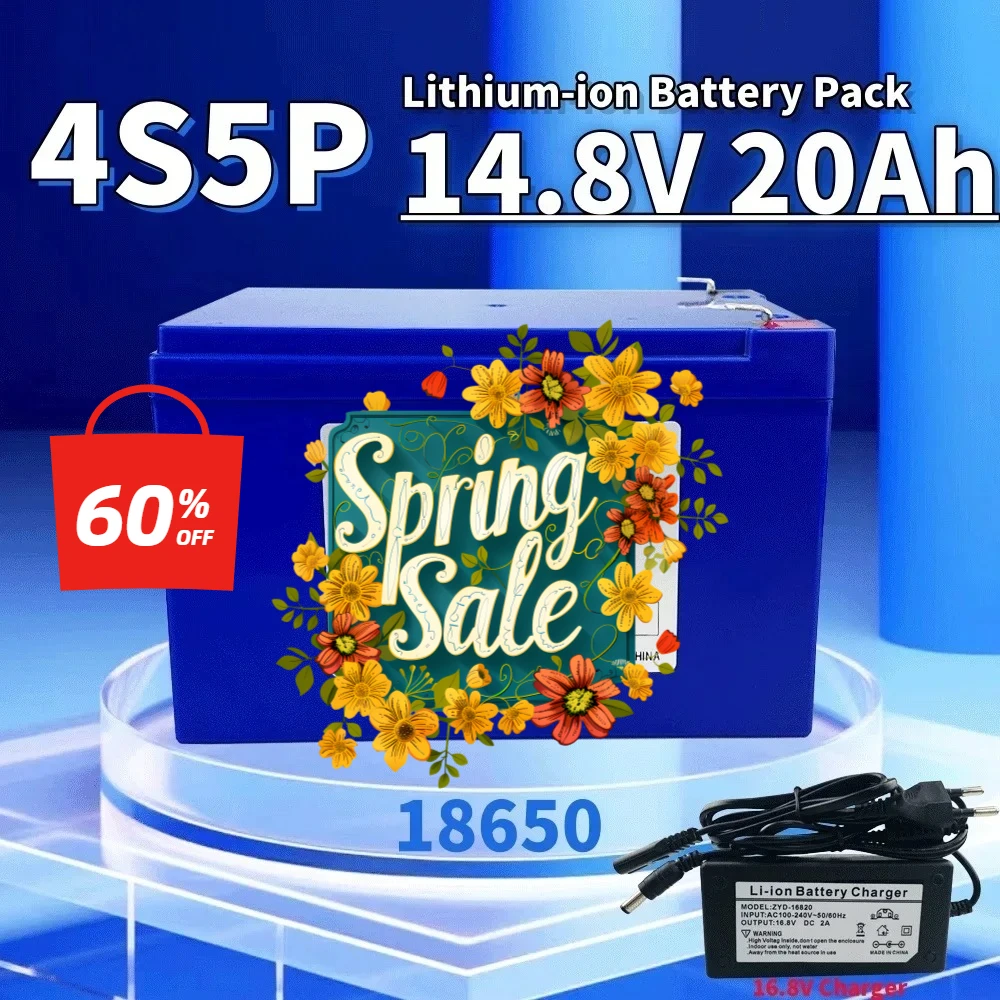 

Lithium-ion 18650 4S5P 14.8V 20Ah Battery Pack built-in BMS Suitable for 16.8V Equipment, High-power Inverter, Tourist Car Solar