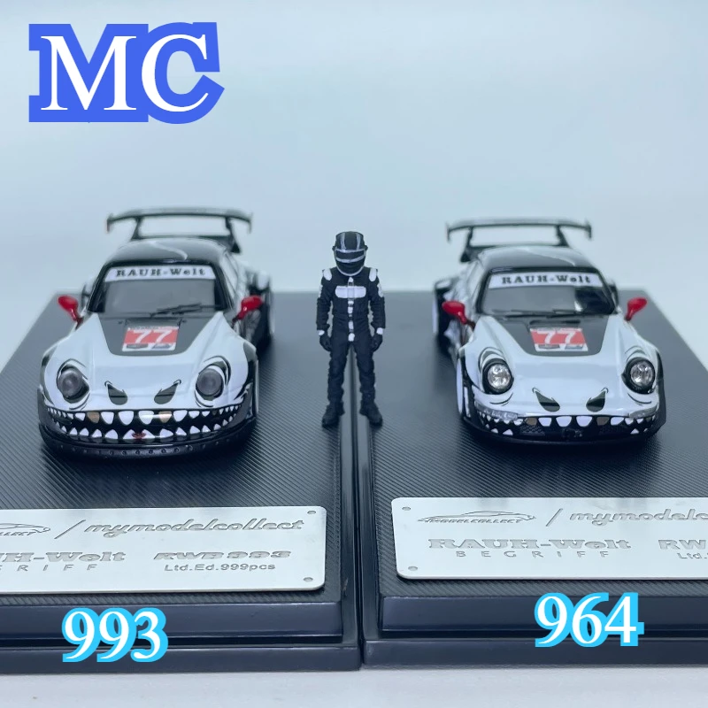 

MC 1:64 High Wing RWB 993/964 White Bone Dragon Finish Automobile Model Adult Collection Display Item Boy Gift