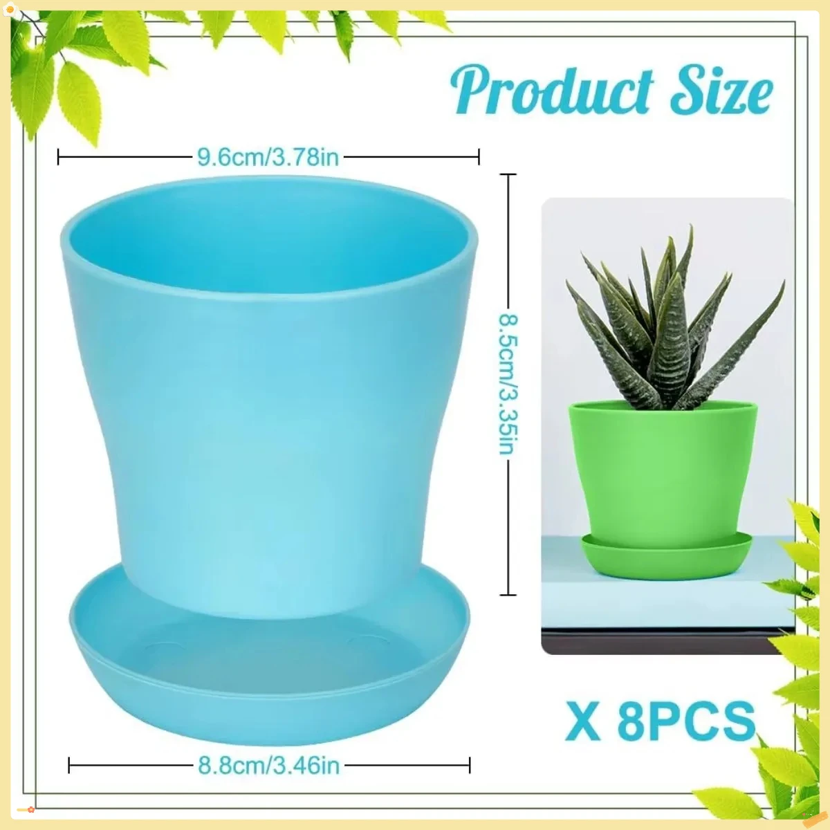 8 قطع من أواني النباتات، أواني الزهور 3.8 بوصة، هدايا البستنة، وعاء بلاستيكي للنباتات، مزارعي أصيص عصاري للحضانة للنباتات الداخلية #3