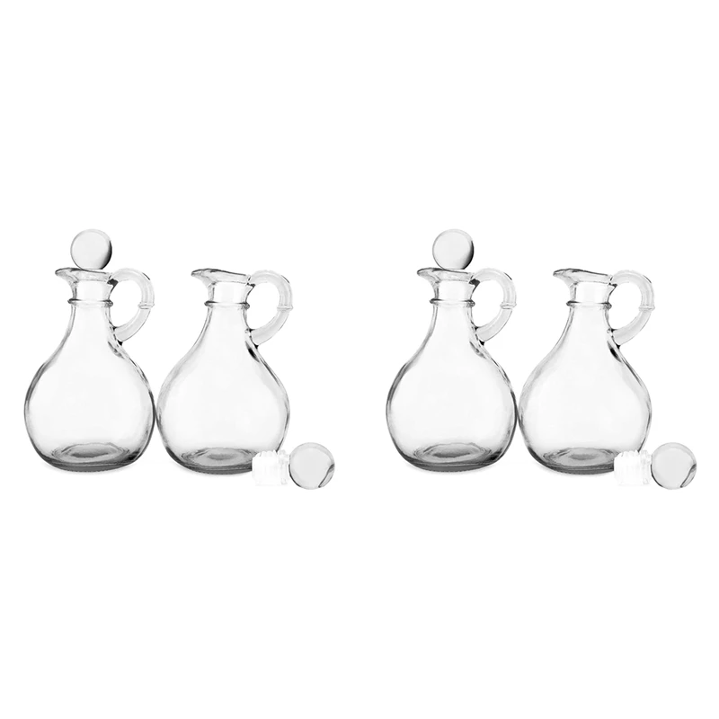 

Glass Oil And Vinegar Bottles (4 Piece Set) Round Glass Oil Dispenser Bottle With Stopper