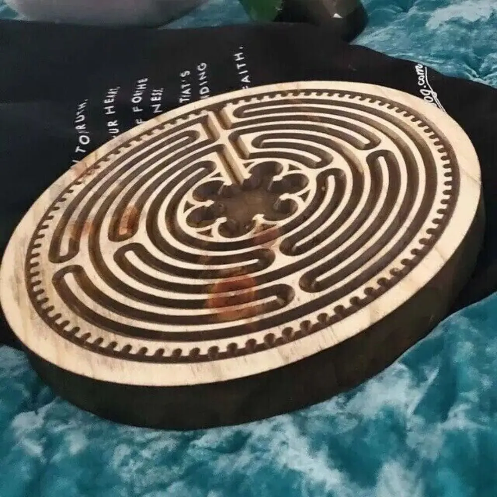 Drewniana labirynt palcowy dla dzieci, plansza modlitewna Chartres, medytacja, labirynt palcowy, drewniana rzeźba, zabawka-puzzle
