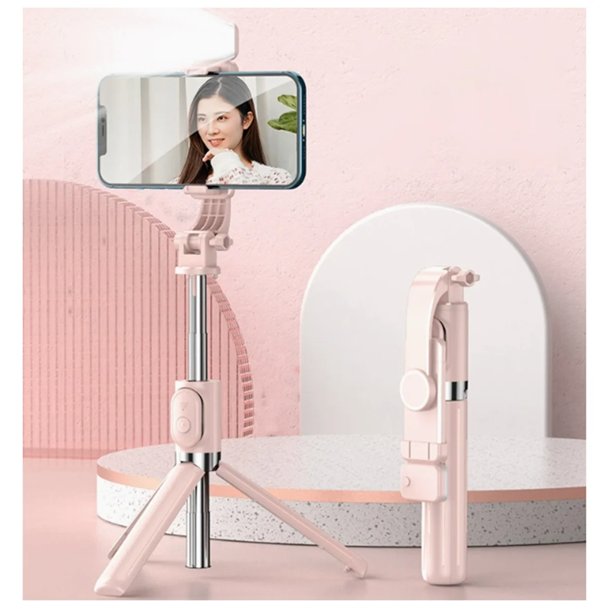 2025 New Wireless Selfie Stick Tripod Stand with Light Bluetooth Remote Extendable Tripod for Mobile Phone Video Recording