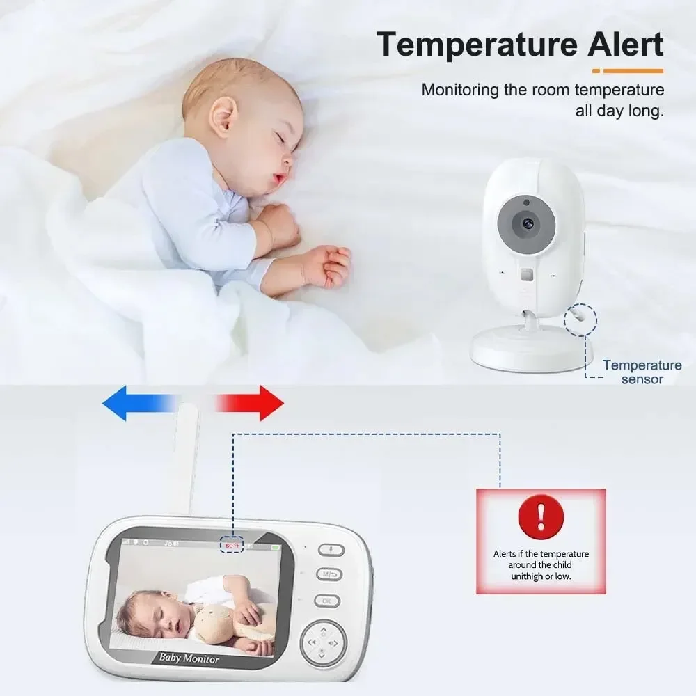 2.4G ibu anak 2 cara Audio bicara visi malam kamera keamanan Video pengawasan Cam dengan suhu 3.5 ''Video Monitor bayi