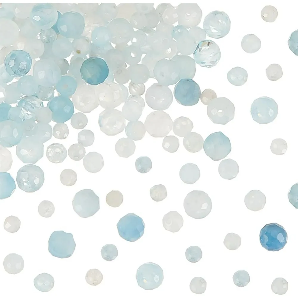 about 150 Pcs Natural Aquamarine Beads Strands 2mm 3mm 4mm Gemstone Loose Beads Natural Gemstone Beads 0.5mm Hole Faceted