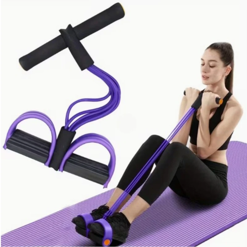6 Tubes Elastic Yoga Pedal Puller Resistance Bands For Abdominal Waist Arm Leg Stretching Slimming Training Fitness Gear