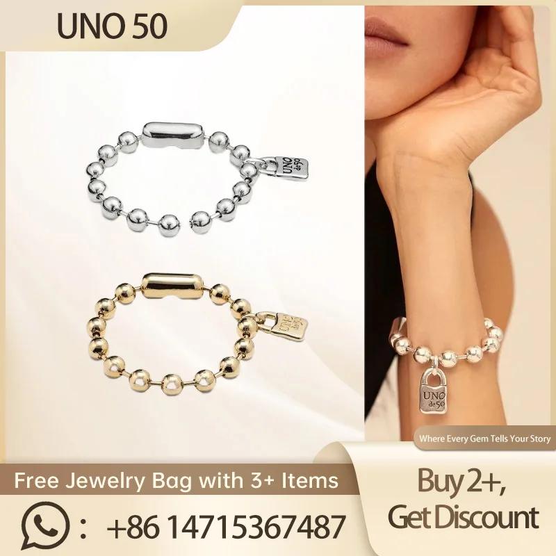 UNO 50 2024 New S925 Pure Silver Bracelet - Exquisite Handcrafted Jewelry, Adjustable Chain, Elegant Design